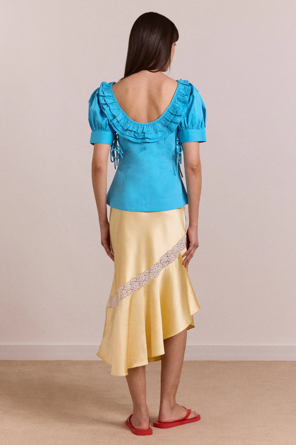 DELPHIA SATIN MIDI SKIRT | BUTTER