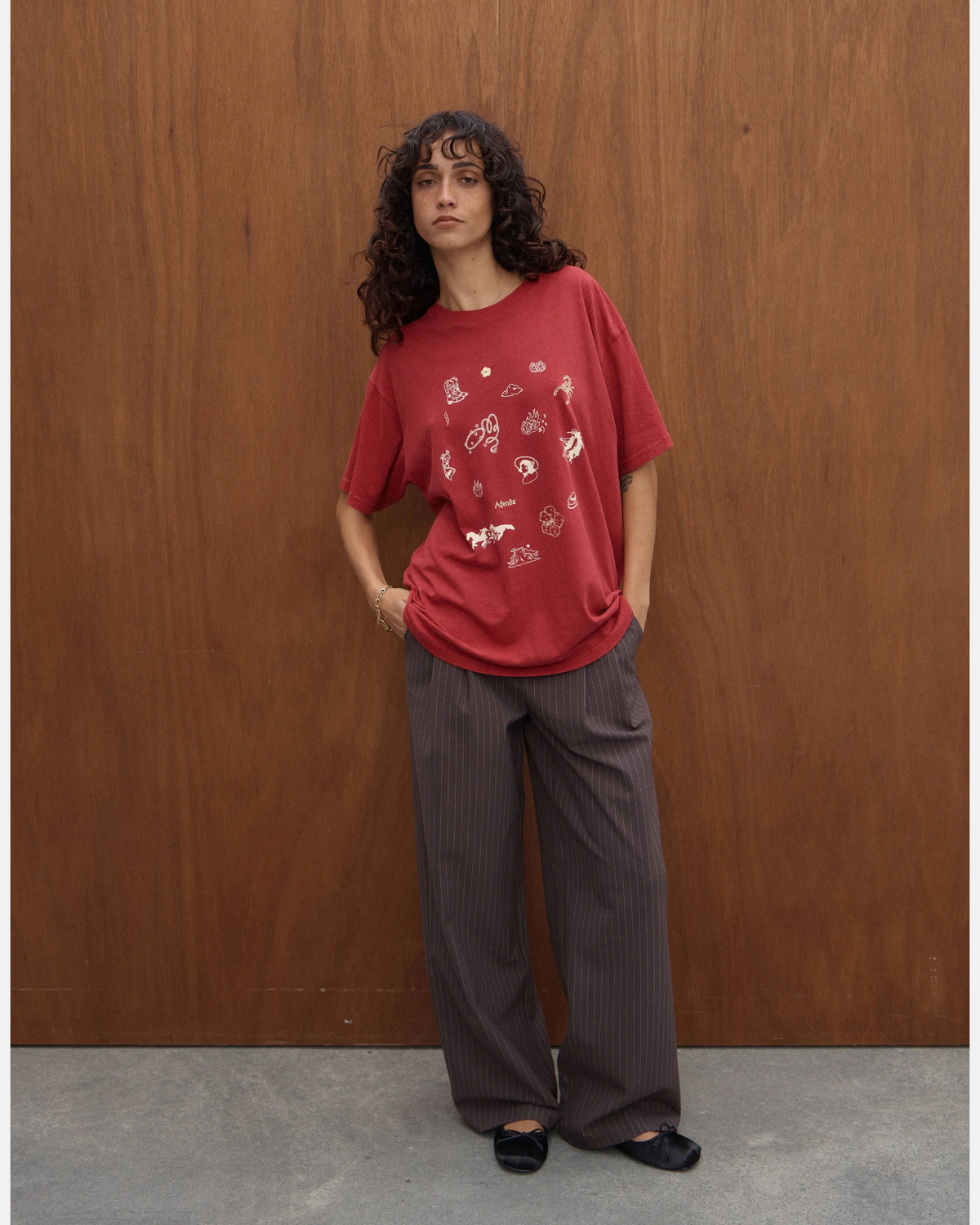 Afends Easty Flash Oversized Tee Vintage Cherry