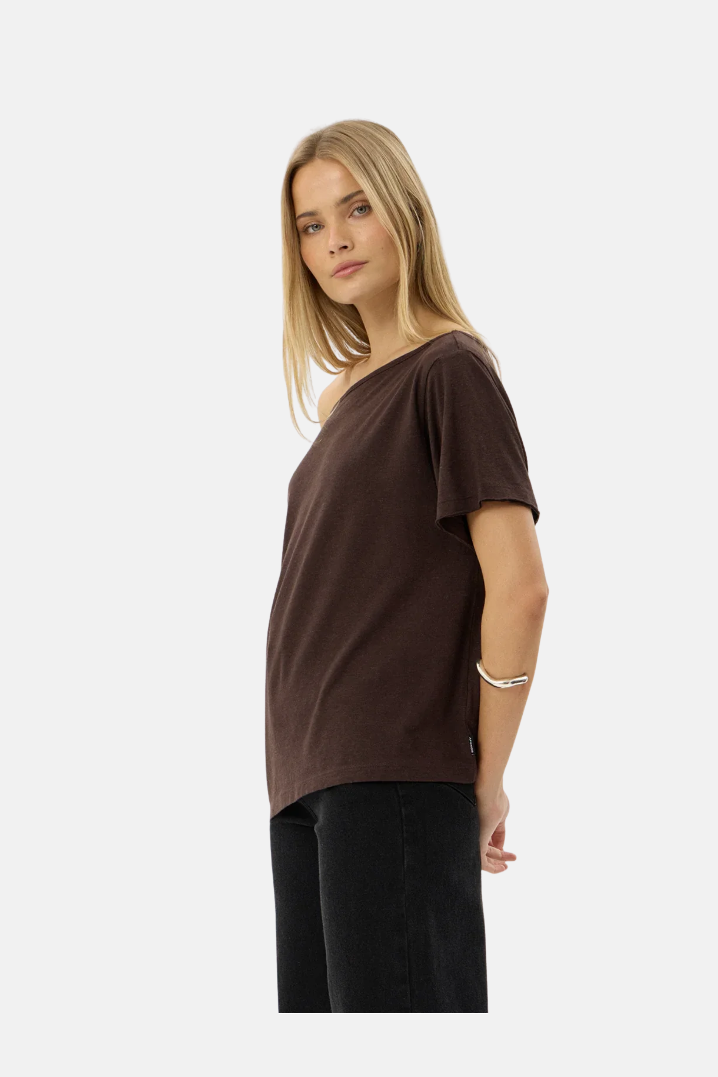 Afends Sabina Off Shoulder Tee Brown