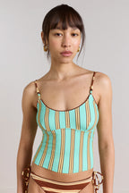 Damson Madder Trudi Tankini Top Mint Stripe Print