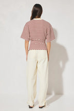 AURA TEE | BURGUNDY CREAM STRIPE