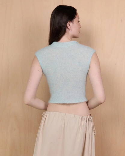 Pinky Kamal Tie Knit Tee Blue Marle