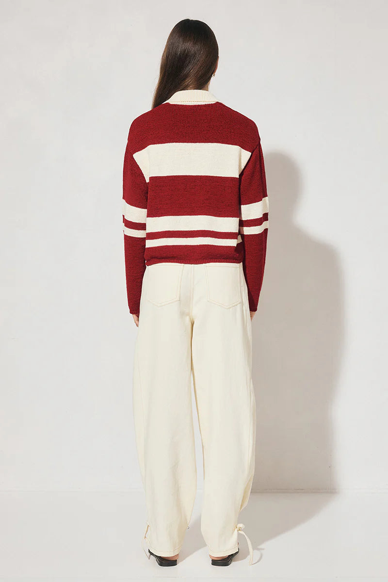COSMO KNIT JUMPER | BURGUNDY CREAM STRIPE