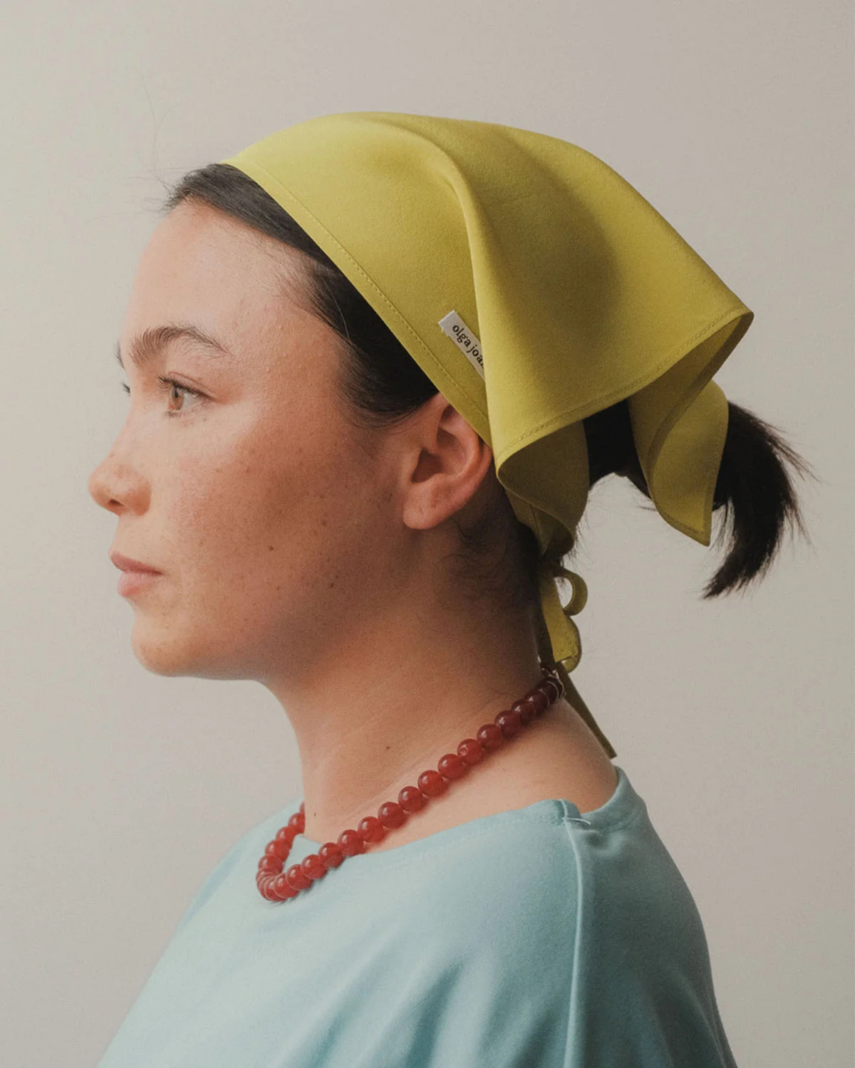 Olga Joan Headscarf Chartreuse Silk