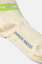 Damson Madder Calf Length Socks Cream & Chartreuse