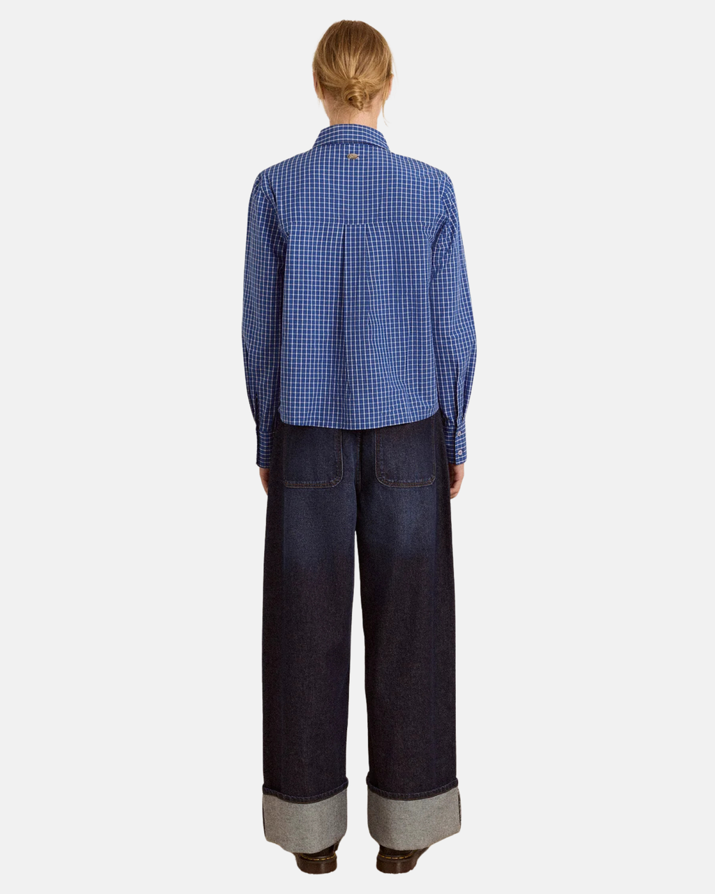 Damson Madder Talia Ruched Shirt Blue Check