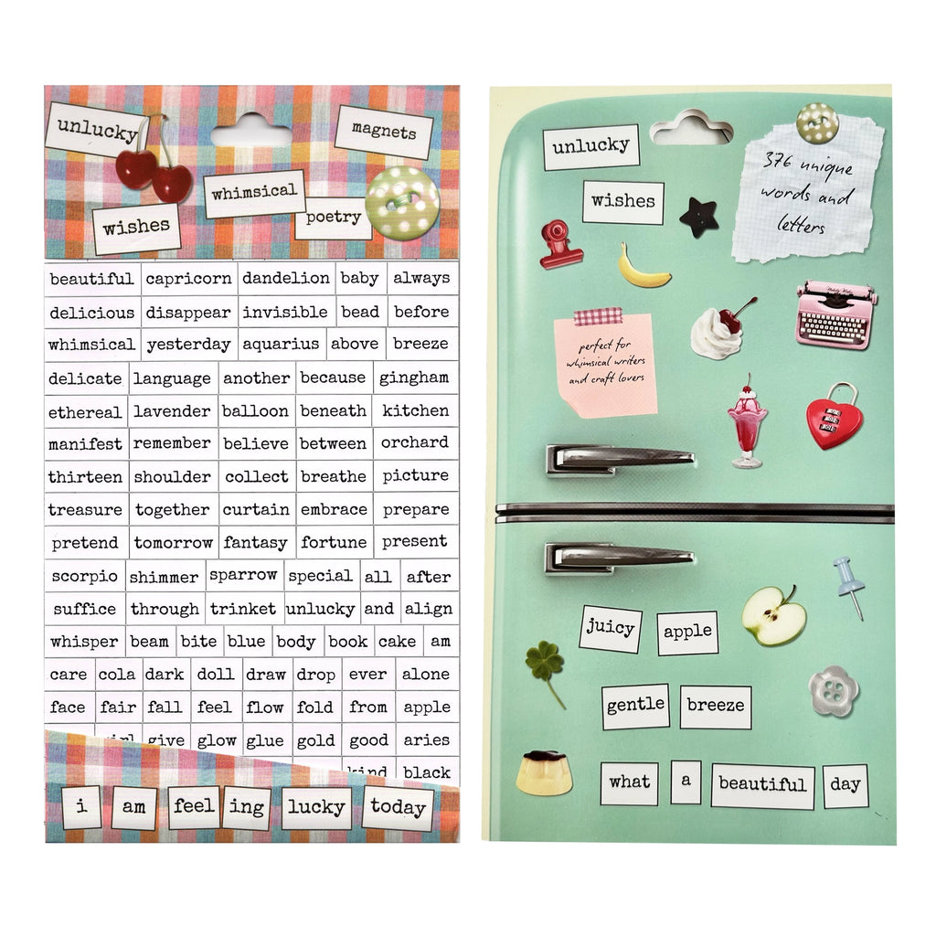 WHIMSICAL POETRY MAGNETS | 376 UNIQUE WORDS & LETTERS | UNLUCKY WISHES