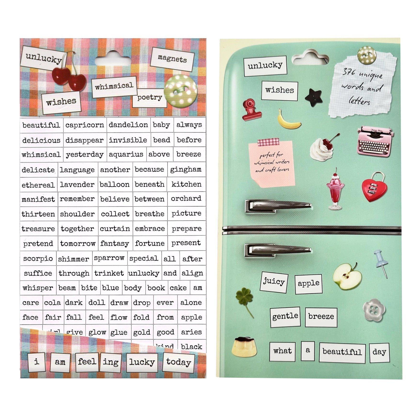 WHIMSICAL POETRY MAGNETS | 376 UNIQUE WORDS & LETTERS | UNLUCKY WISHES