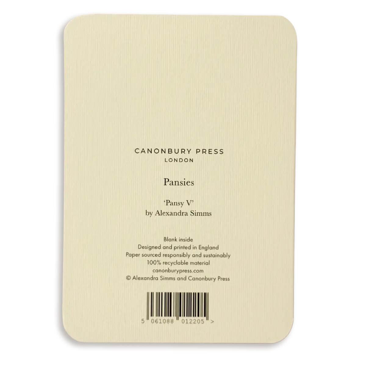 Canonbury Press Pansy V Greeting Card