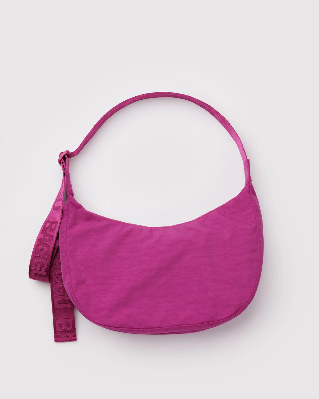 MEDIUM NYLON CRESCENT BAG | DEEP FUCHSIA