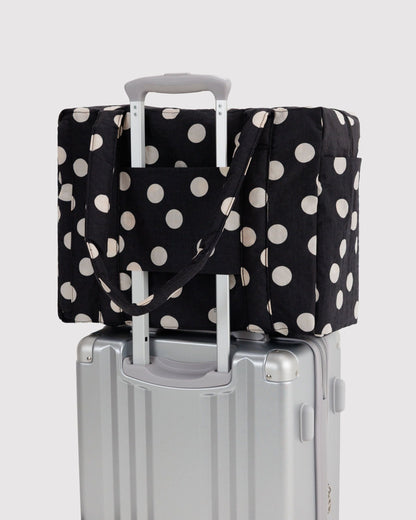 Baggu Small Cloud Carry-On Black and Cream Polka Dot