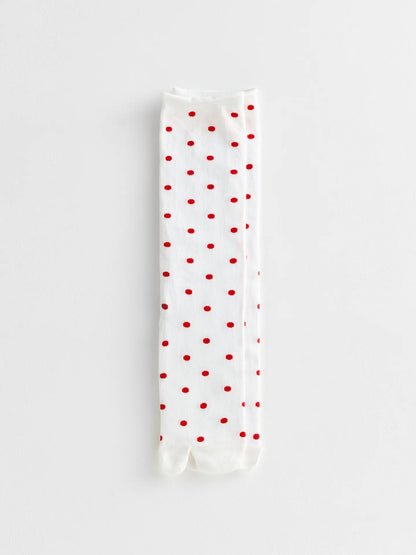 Soft Park Tabi Split Toe Cuff Sock Crimson Dot