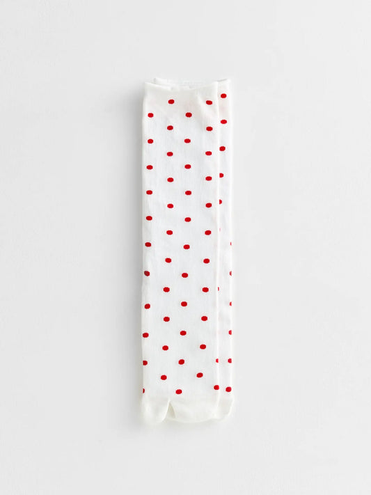 Soft Park Tabi Split Toe Cuff Sock Crimson Dot