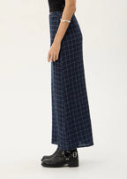 Afends Lita Seersucker Maxi Skirt Indy Navy Check