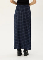 Afends Lita Seersucker Maxi Skirt Indy Navy Check