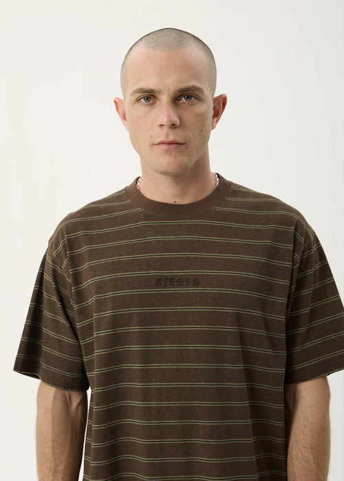 Afends Eureka Boxy Tee Coffee Stripe