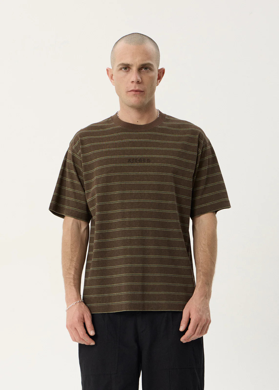 Afends Eureka Boxy Tee Coffee Stripe