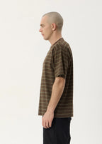 Afends Eureka Boxy Tee Coffee Stripe
