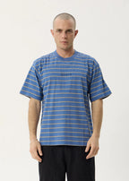 Afends Eureka Boxy Tee Slate Blue Stripe