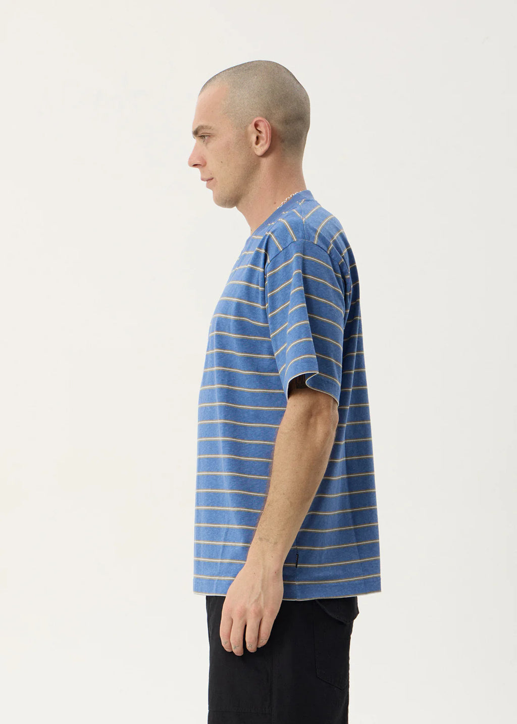 Afends Eureka Boxy Tee Slate Blue Stripe