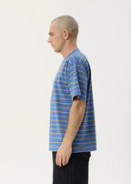 Afends Eureka Boxy Tee Slate Blue Stripe