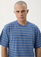 Afends Eureka Boxy Tee Slate Blue Stripe