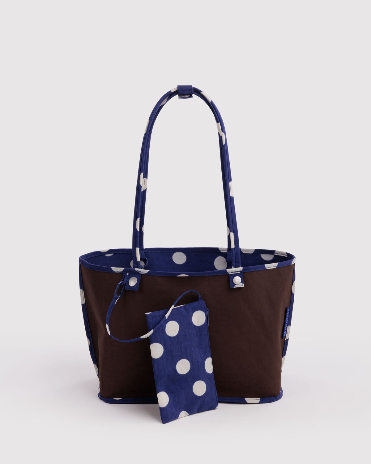 Baggu Medium Nylon Reversible Tote Navy Polka Dot Mix 2