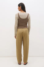 Mon Renn Miren Layered Top Choco Cream Stripe