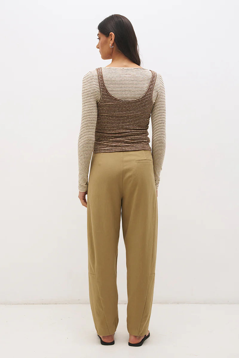 Mon Renn Miren Layered Top Choco Cream Stripe