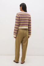 ORCHID STRIPE CARDIGAN | OLIVE PLUM STRIPE