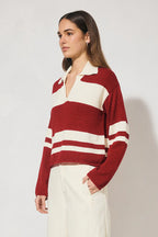 COSMO KNIT JUMPER | BURGUNDY CREAM STRIPE