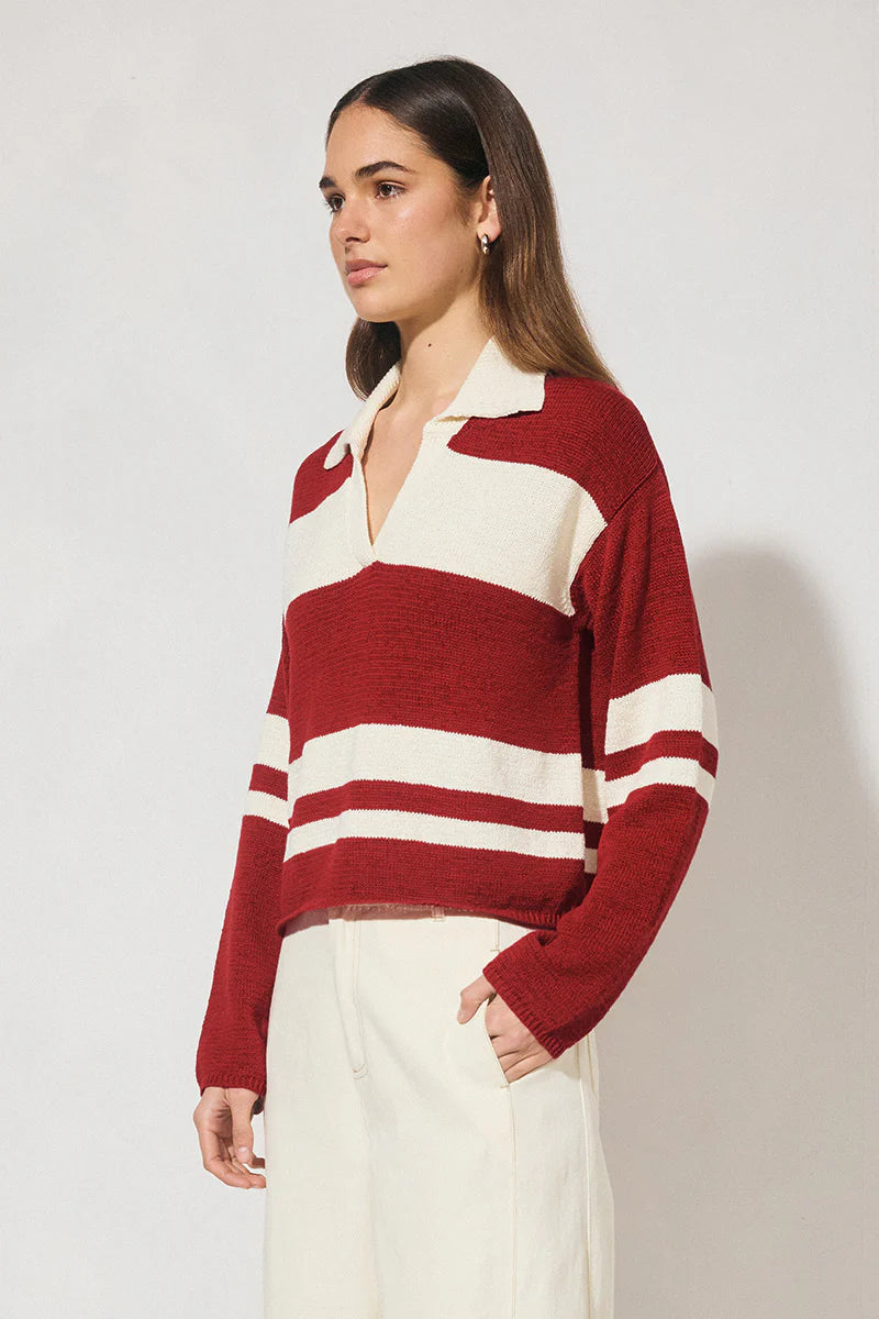 COSMO KNIT JUMPER | BURGUNDY CREAM STRIPE