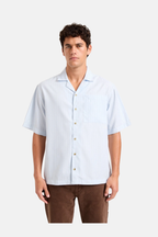 Rollas Business Stripe Bowler Shirt Light Blue