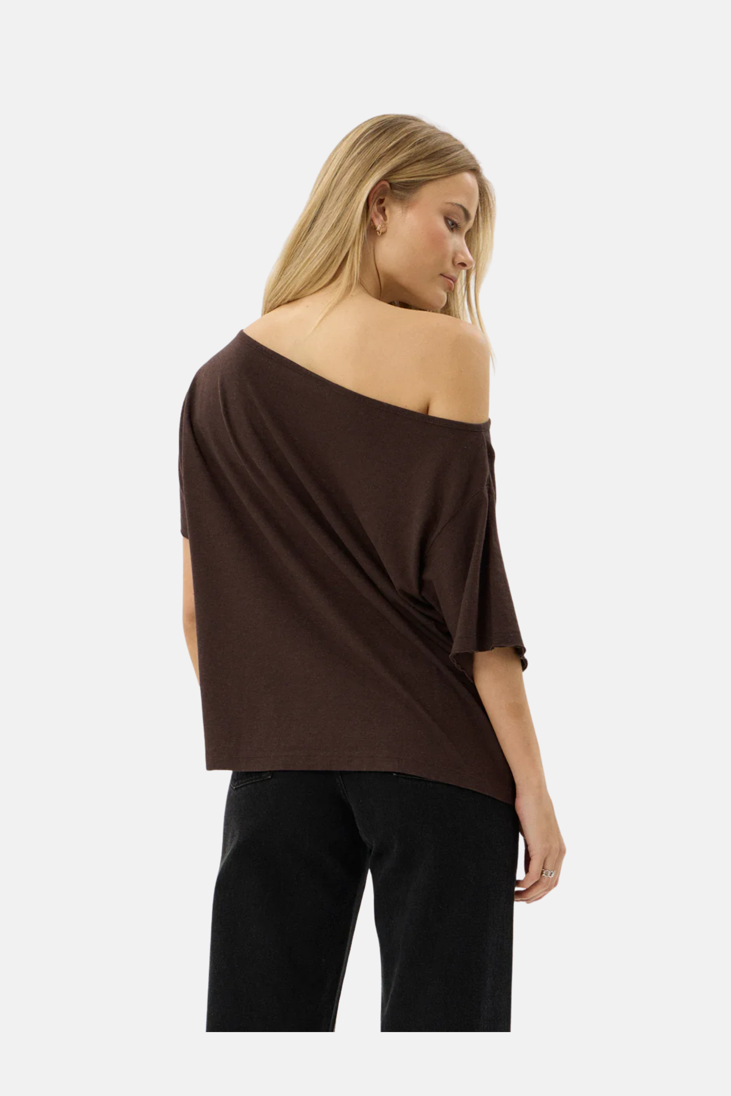 Afends Sabina Off Shoulder Tee Brown