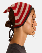 Damson Madder Clara Merino Wool Head Scarf Charcoal Stripe