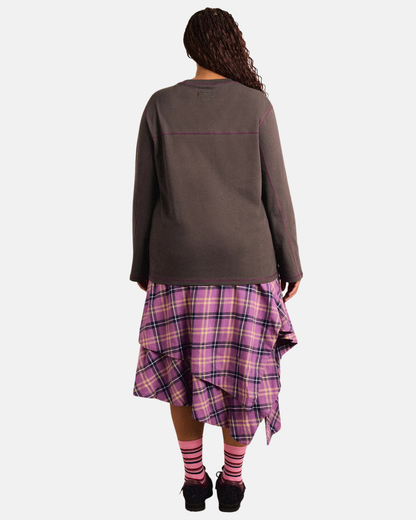 Damson Madder Samara Long Sleeve Top Charcoal