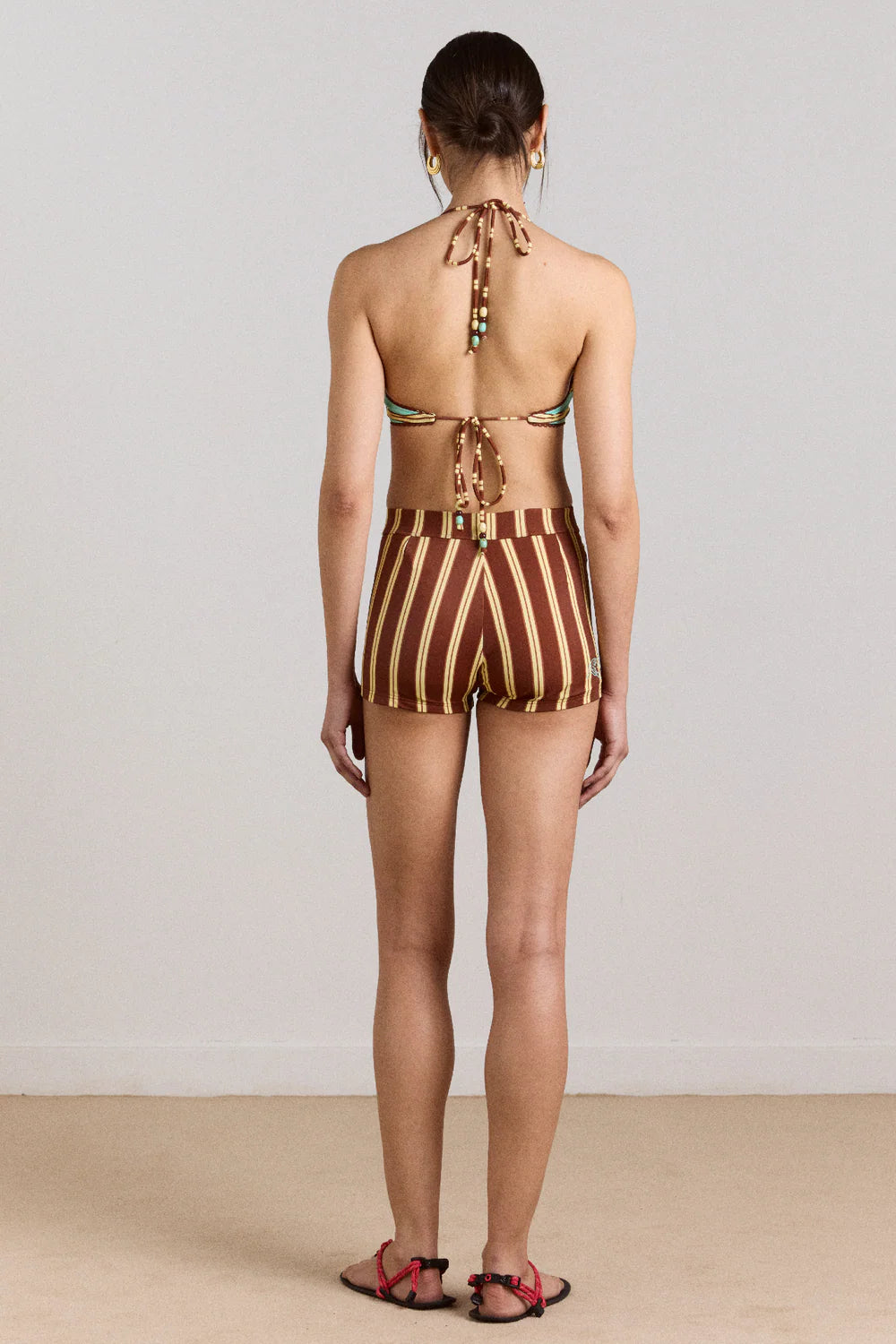 TRUDI BOY SHORT | BROWN STRIPE PRINT