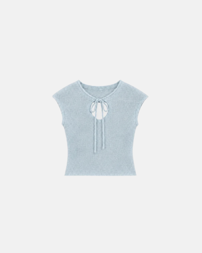 Pinky Kamal Tie Knit Tee Blue Marle