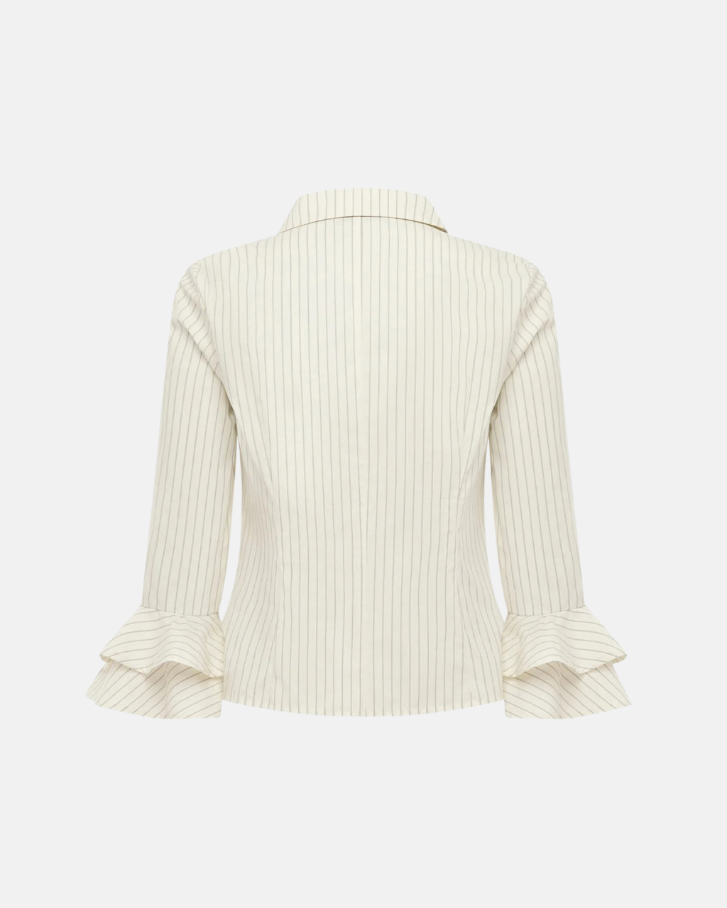 Olga Joan Frill Sleeve Shirt Crema Stripe