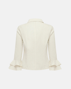 Olga Joan Frill Sleeve Shirt Crema Stripe