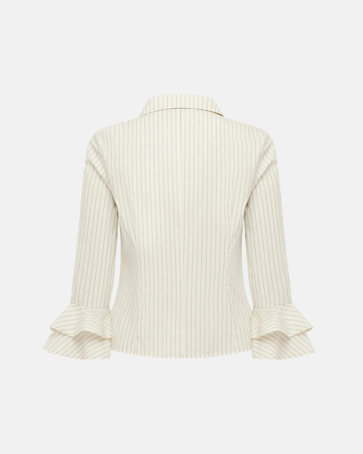 Olga Joan Frill Sleeve Shirt Crema Stripe