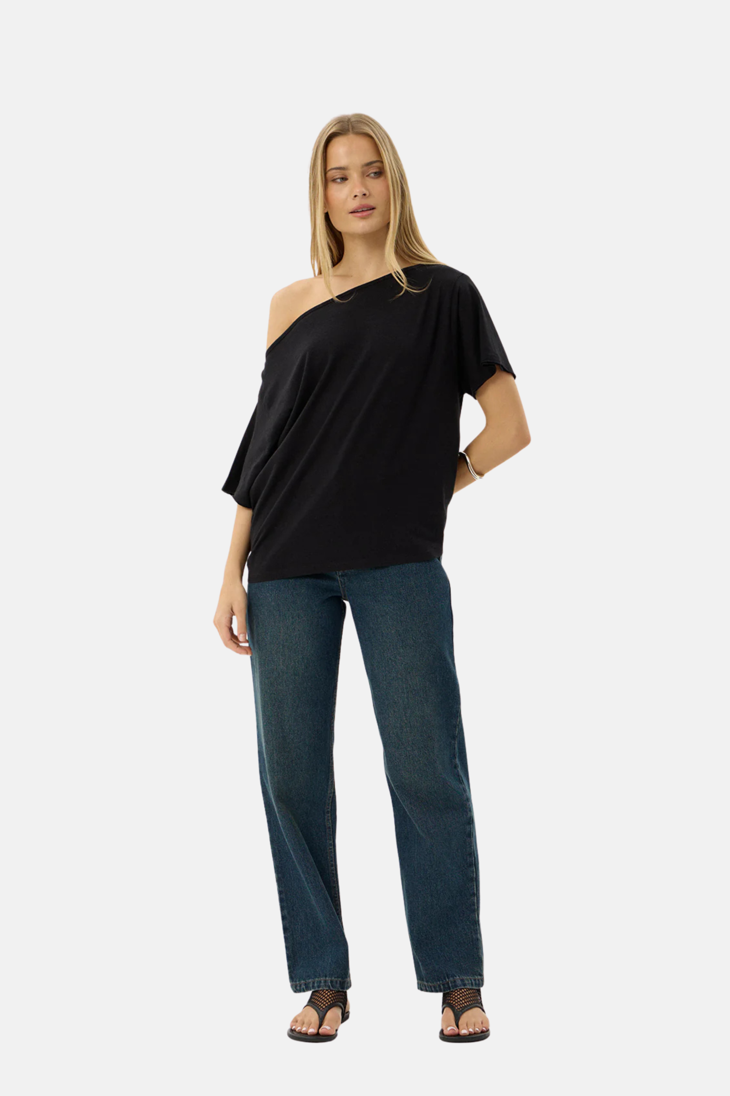 Afends Sabina Off Shoulder Tee Black