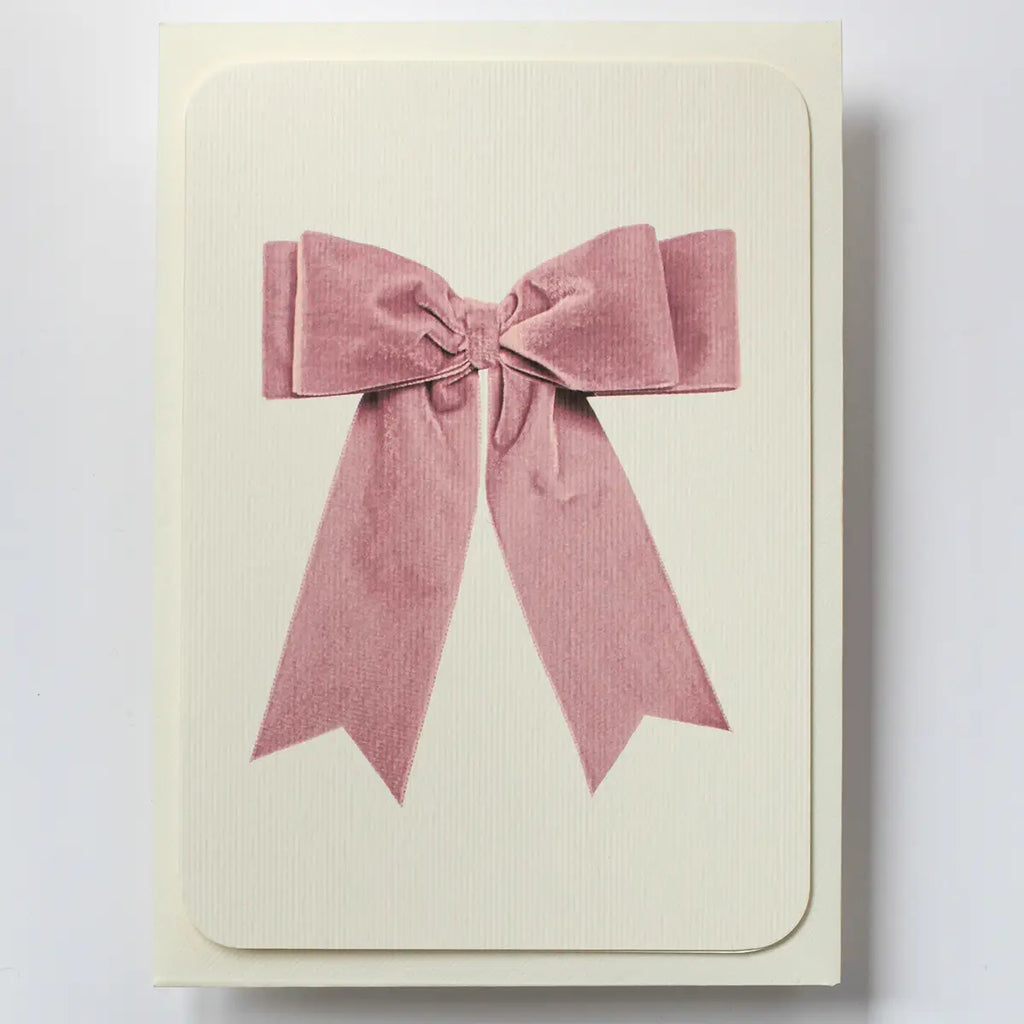 Canonbury Press Baby Pink Velvet Bow Greeting Card