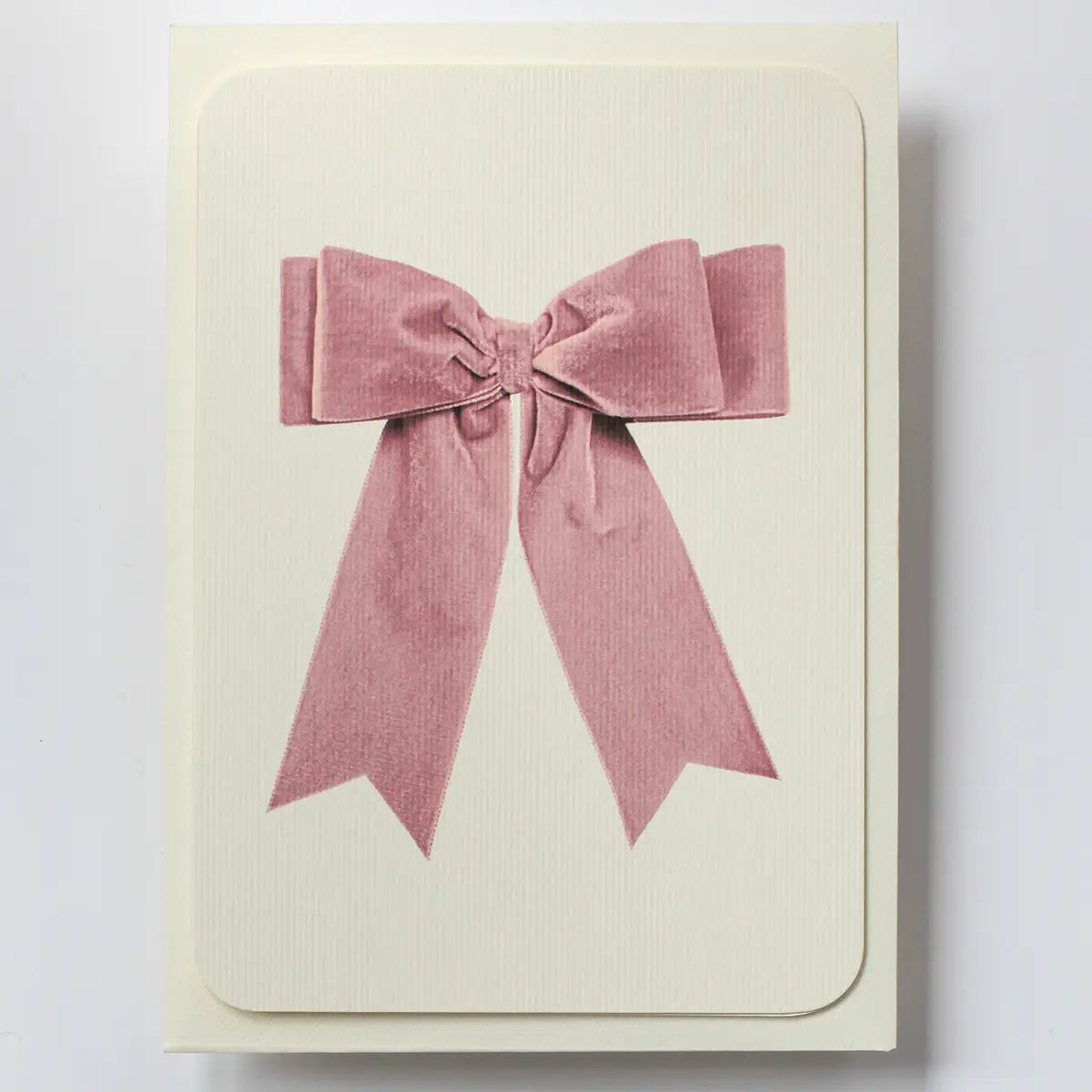 Canonbury Press Baby Pink Velvet Bow Greeting Card