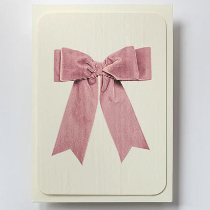 Canonbury Press Baby Pink Velvet Bow Greeting Card
