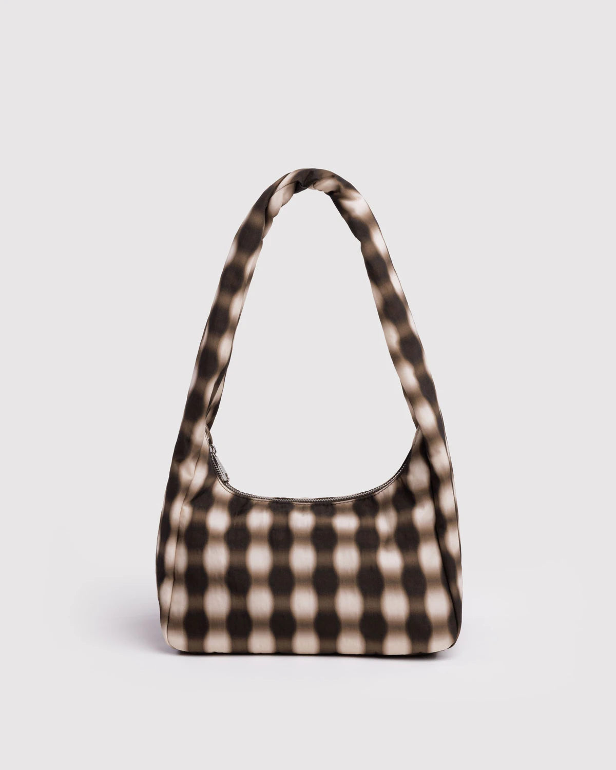 SMALL NYLON MERINGUE BAG | BLURRED GINGHAM BROWN