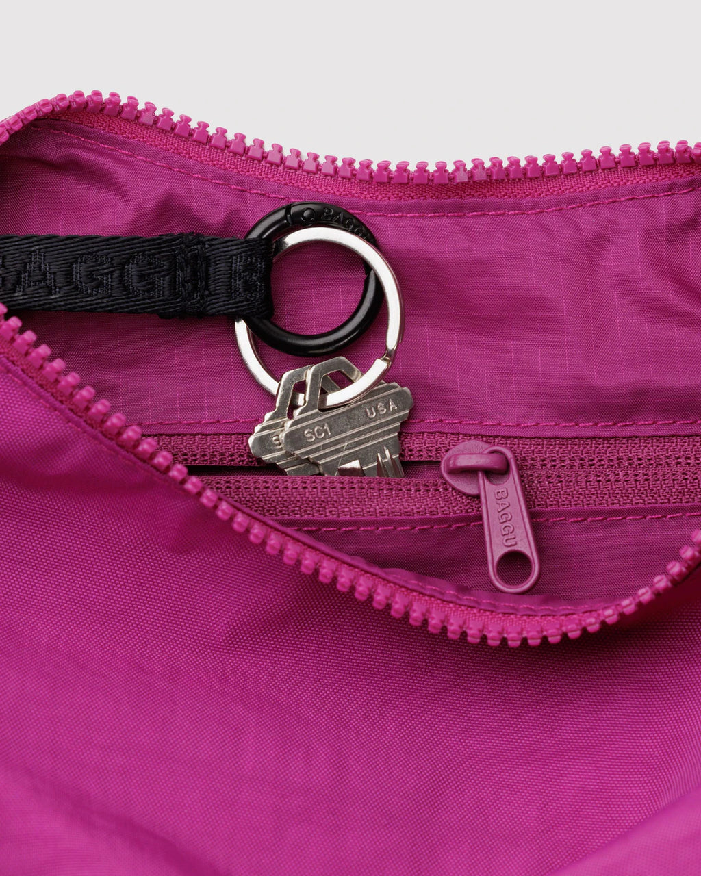 SMALL NYLON CRESCENT BAG | DEEP FUCHSIA