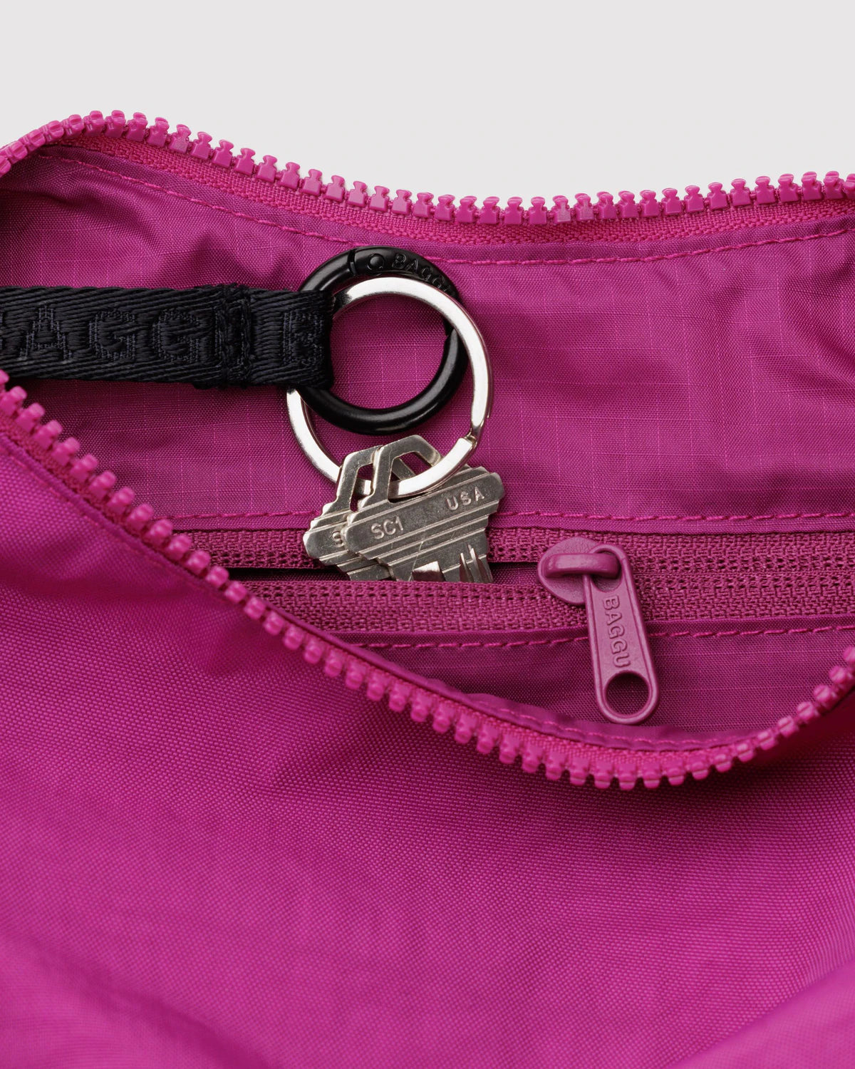 SMALL NYLON CRESCENT BAG | DEEP FUCHSIA
