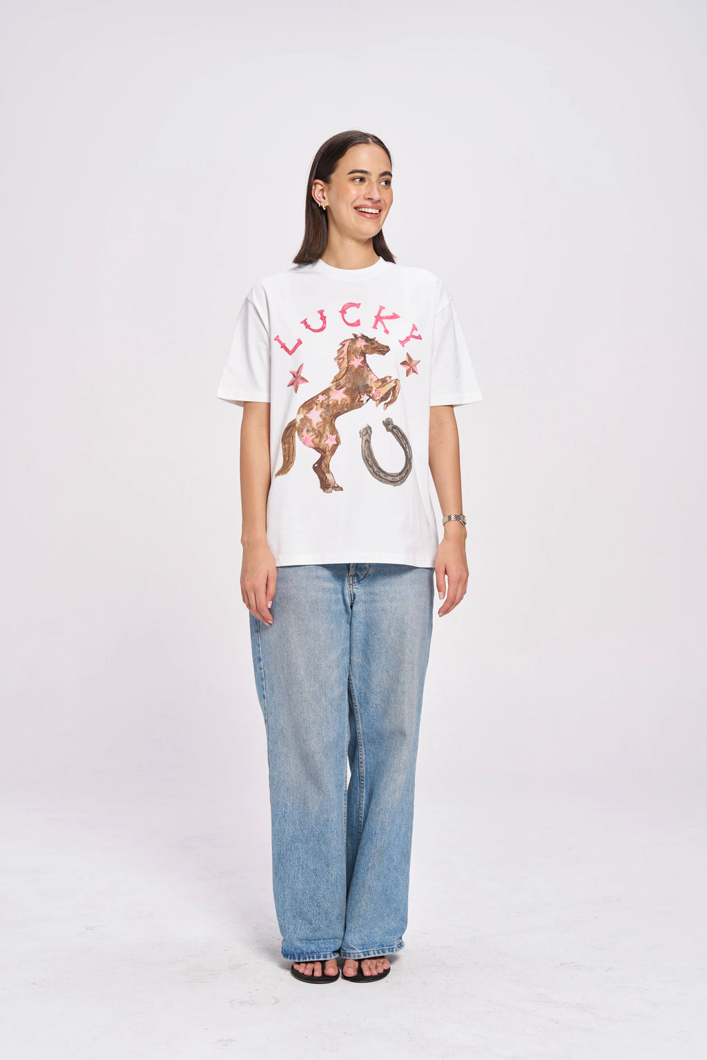 LUCKY OVERSIZED TEE | WHITE