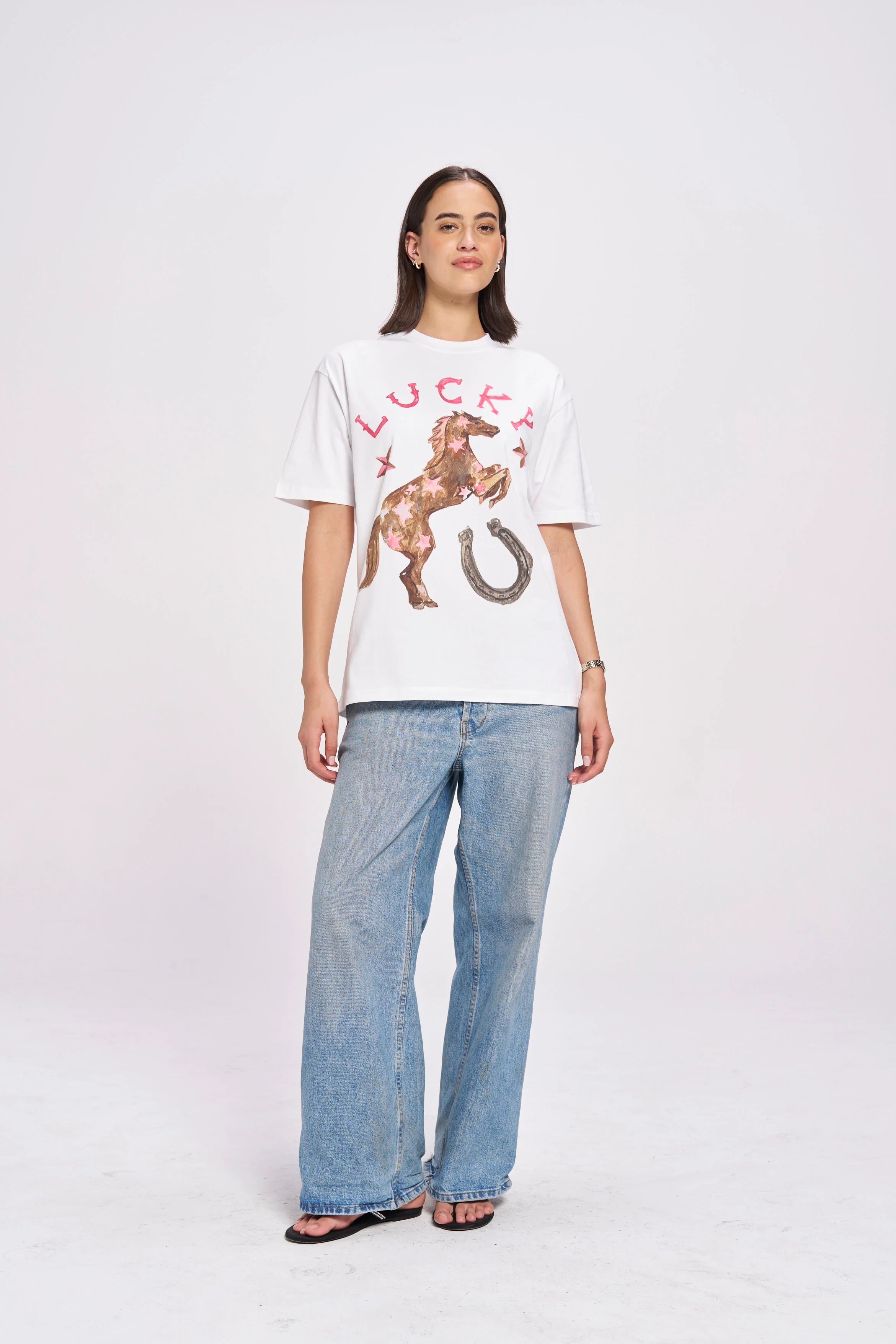 LUCKY OVERSIZED TEE | WHITE